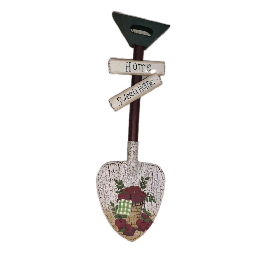 Rustic Home Sweet Home Shovel Sign with apples on the spade